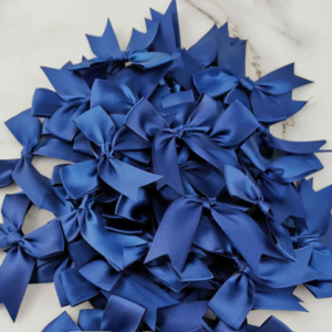 5er Set Geschenkschleife aus Satin 85 x 85mm Blau