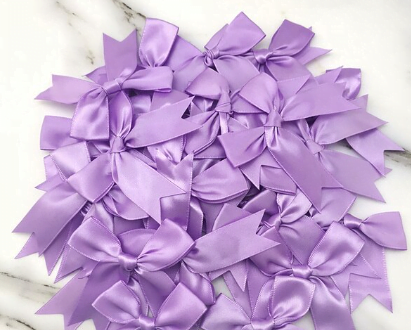 5er Set Geschenkschleife aus Satin 85 x 85mm Violett
